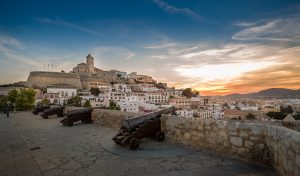 Dalt Vila fortress at sunset