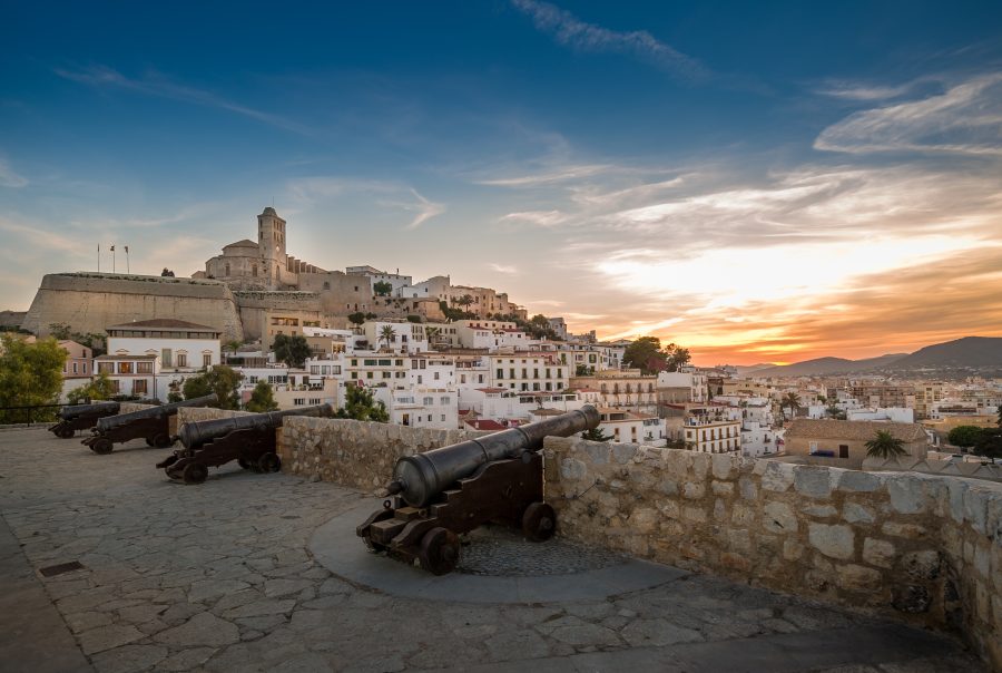 Dalt Vila fortress at sunset